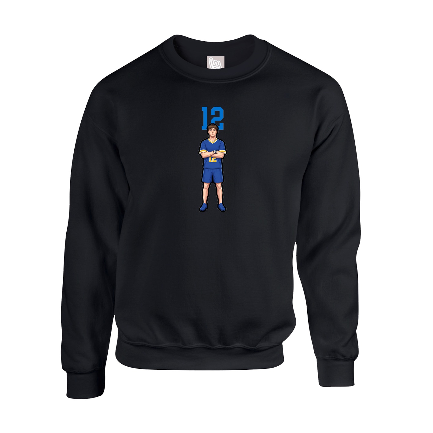 Fleece Crew — Number Top in Black