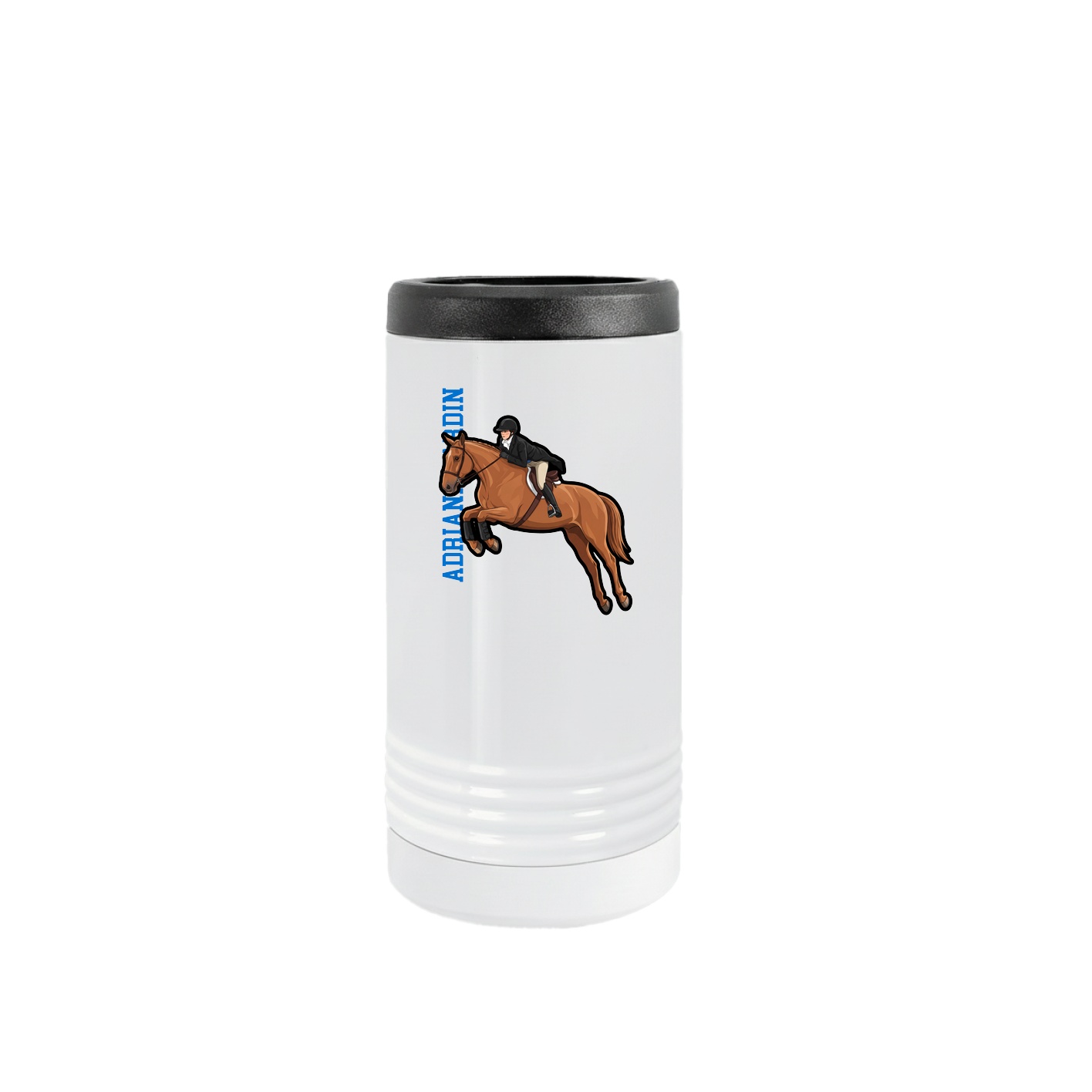 Slim Beverage Holder — Name Vertical in White
