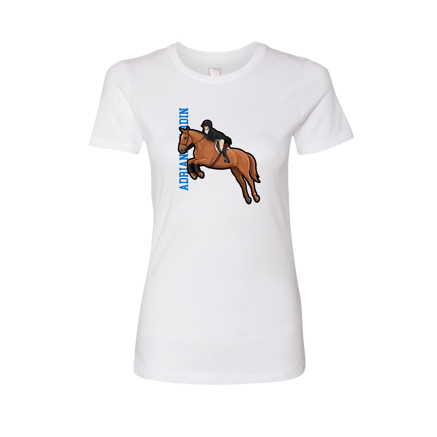 Fitted Women's Tee — Name Vertical in White