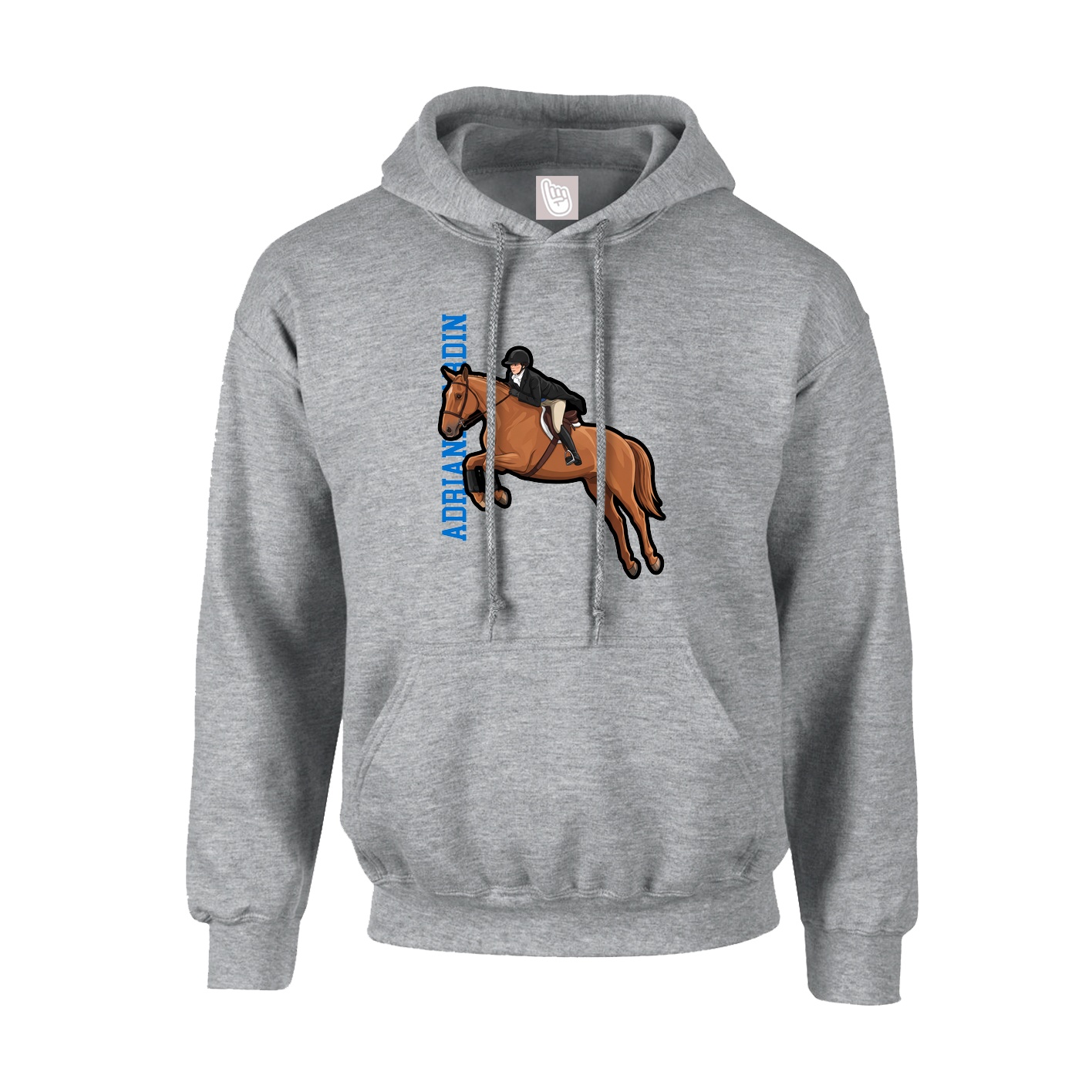 Youth Hoodie — Name Vertical in Grey