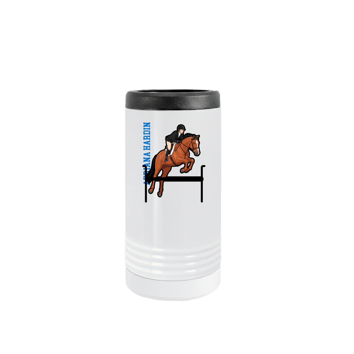 Slim Beverage Holder — Name Vertical in White