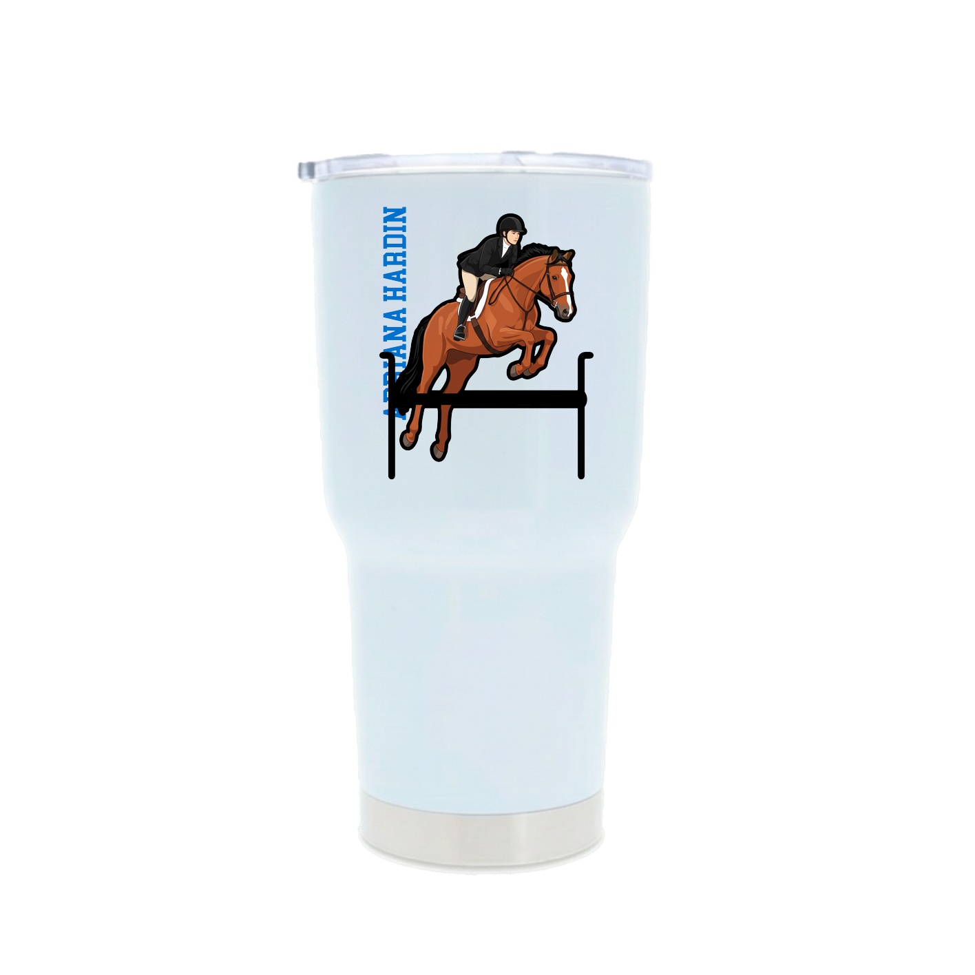 30oz Stainless Steel Tumbler — Name Vertical in White