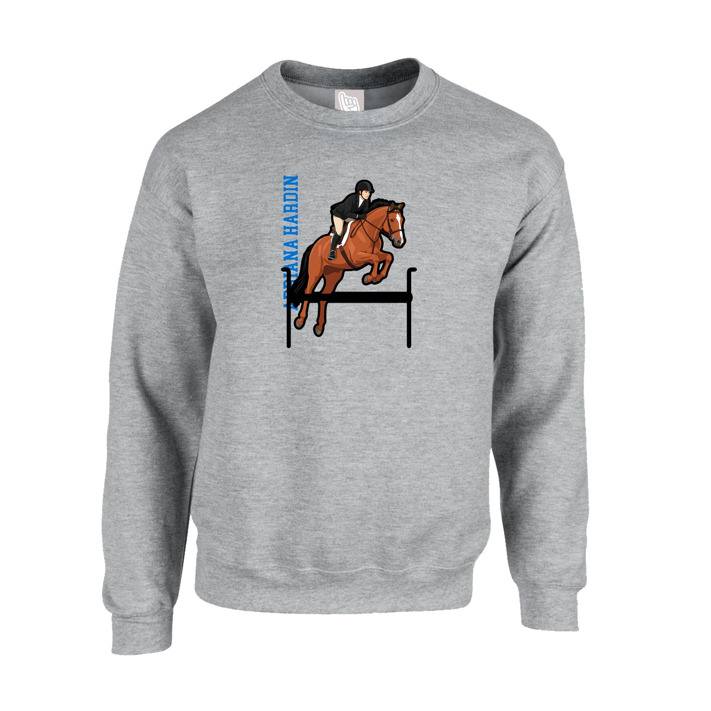 Fleece Crew — Name Vertical in Grey