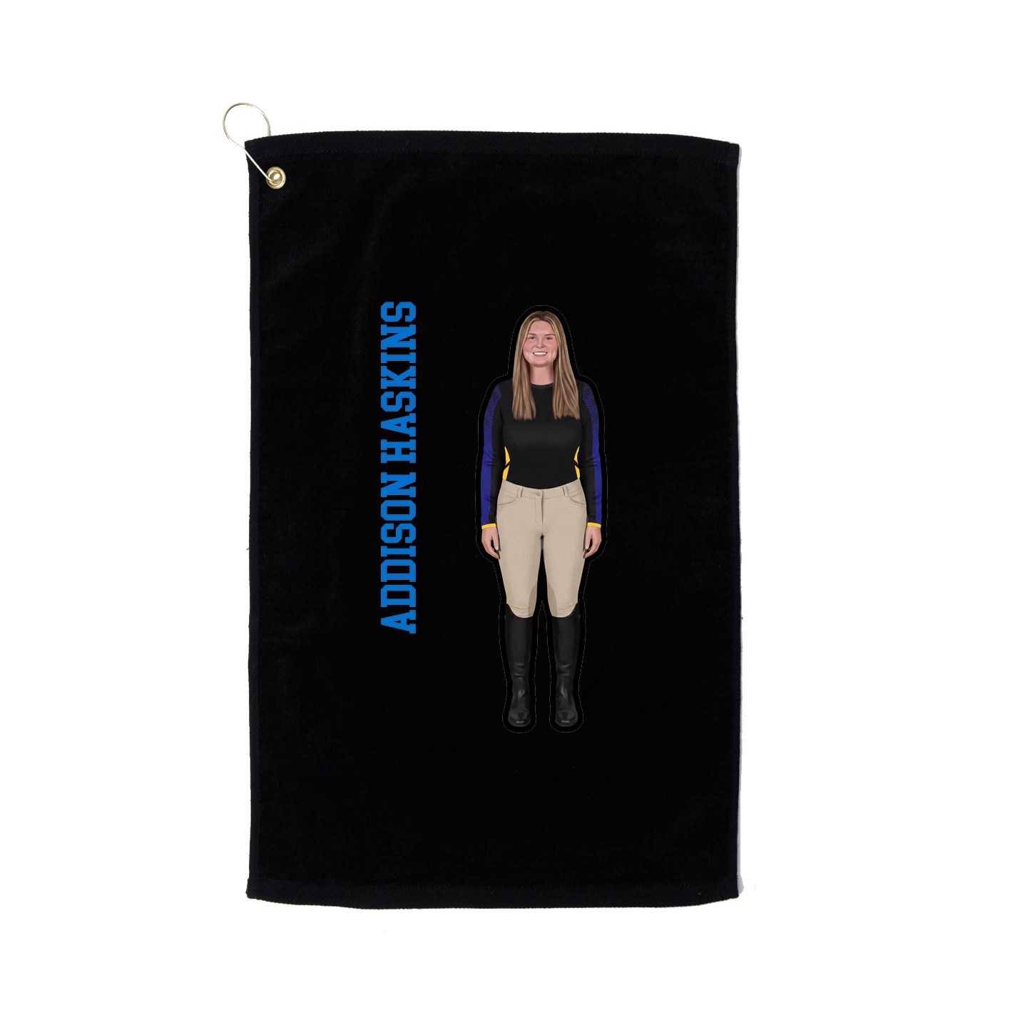 Golf Towel — Name Vertical in Black