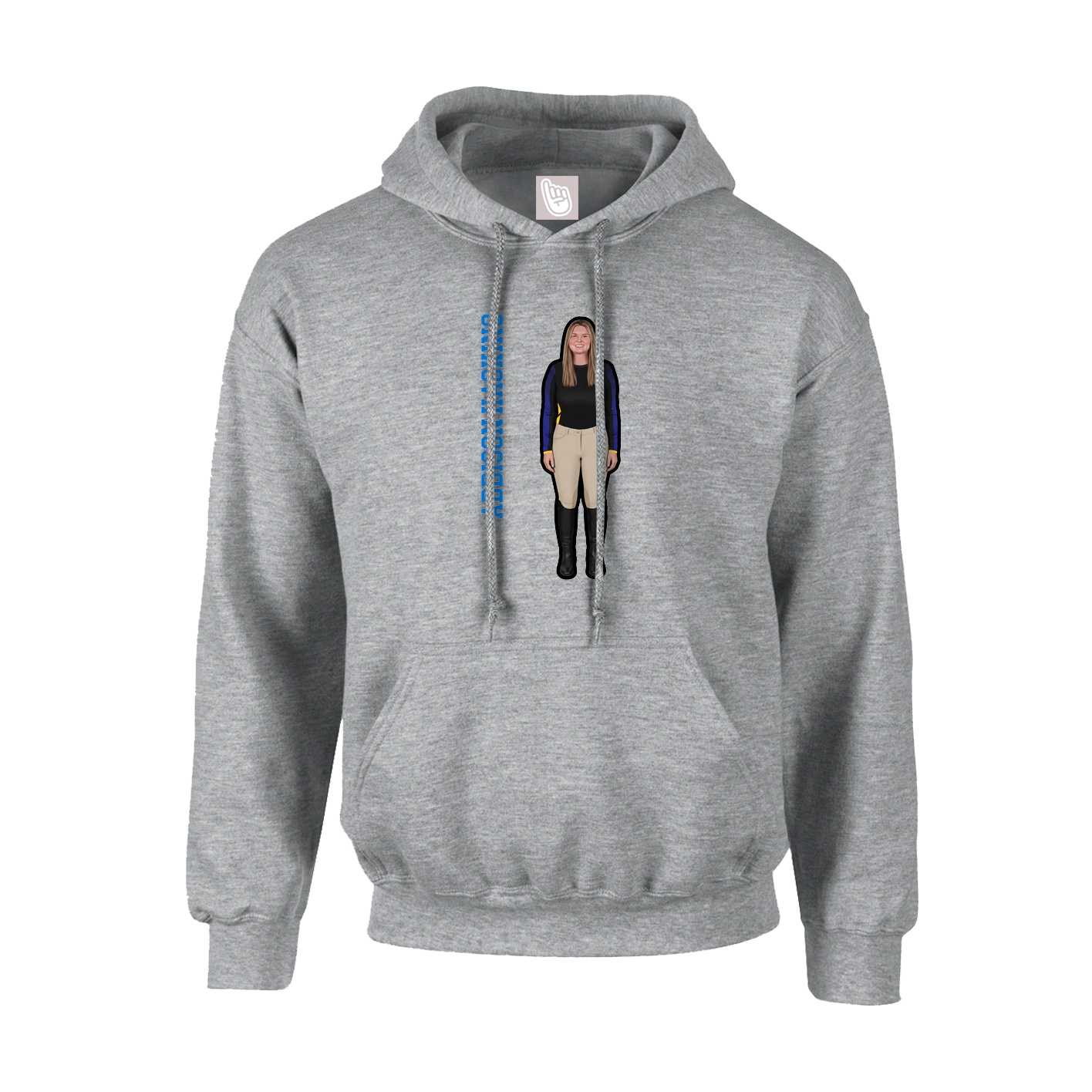 Youth Hoodie — Name Vertical in Grey