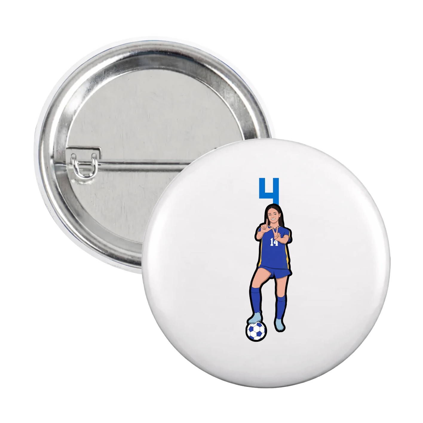 Game Day Button — Number Top in White