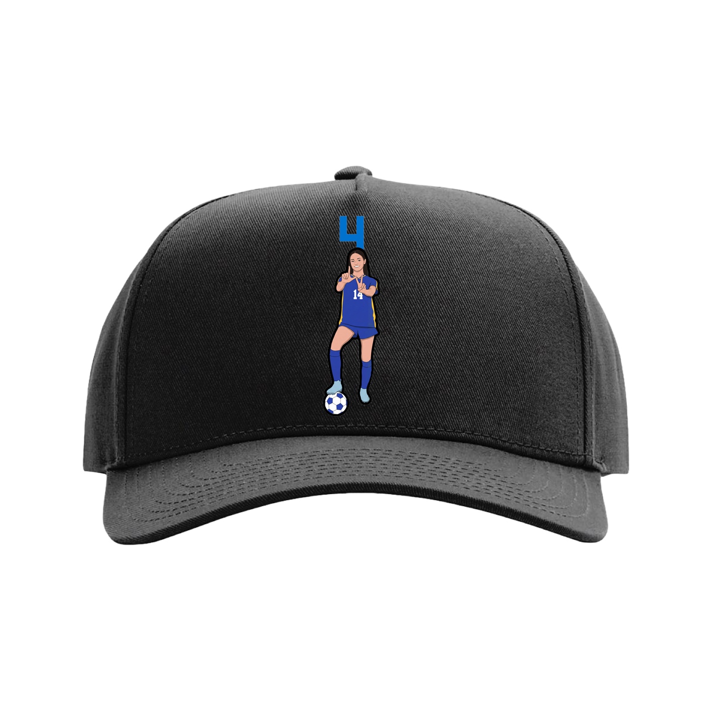 Full Fabric Five-Panel Champ Cap — Number Top in Black
