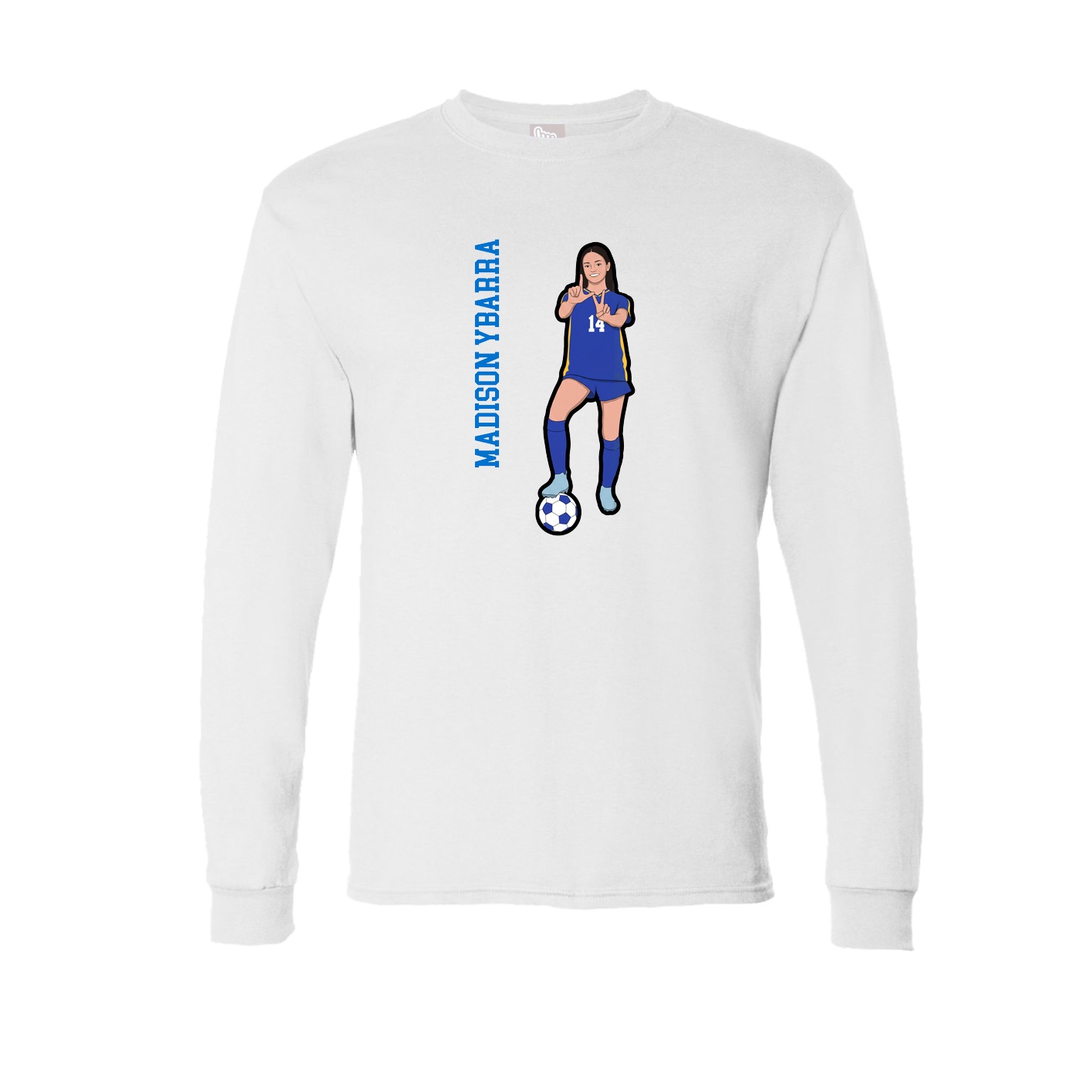 Long Sleeve Tee — Name Vertical in White