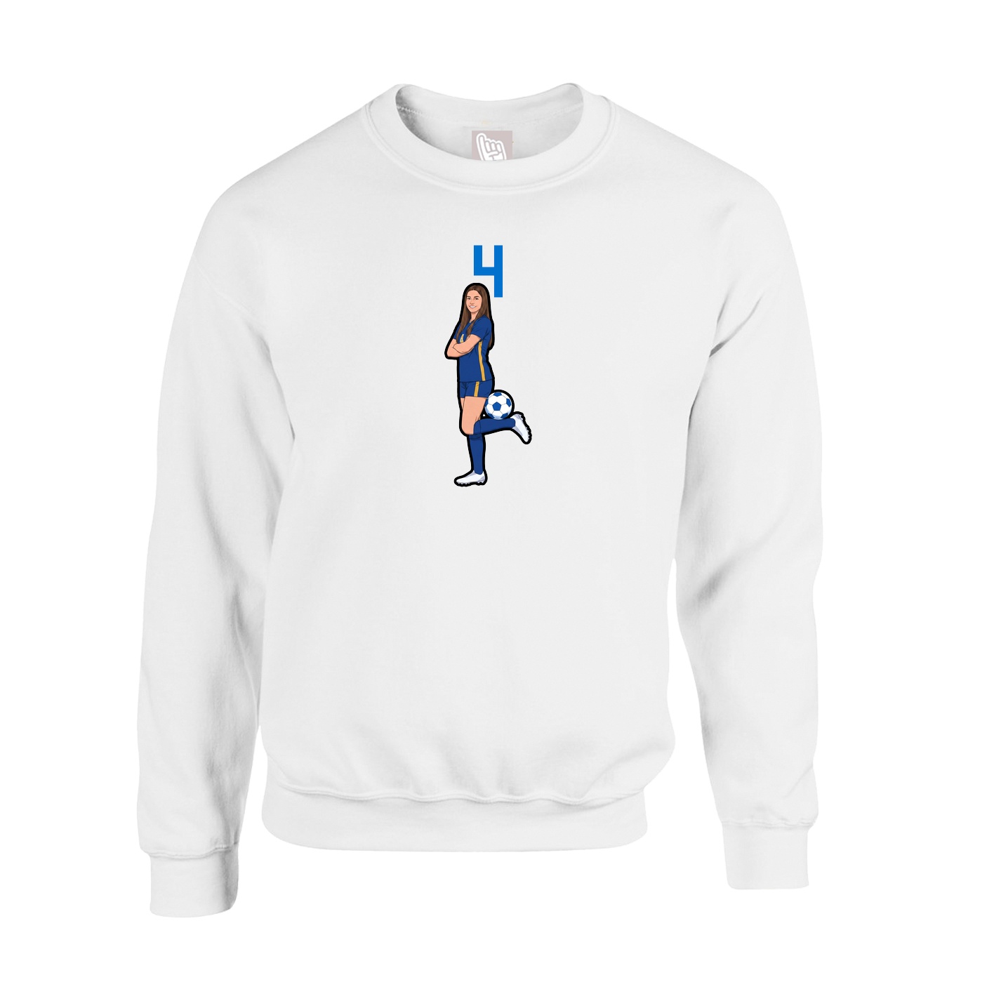 Fleece Crew — Number Top in White