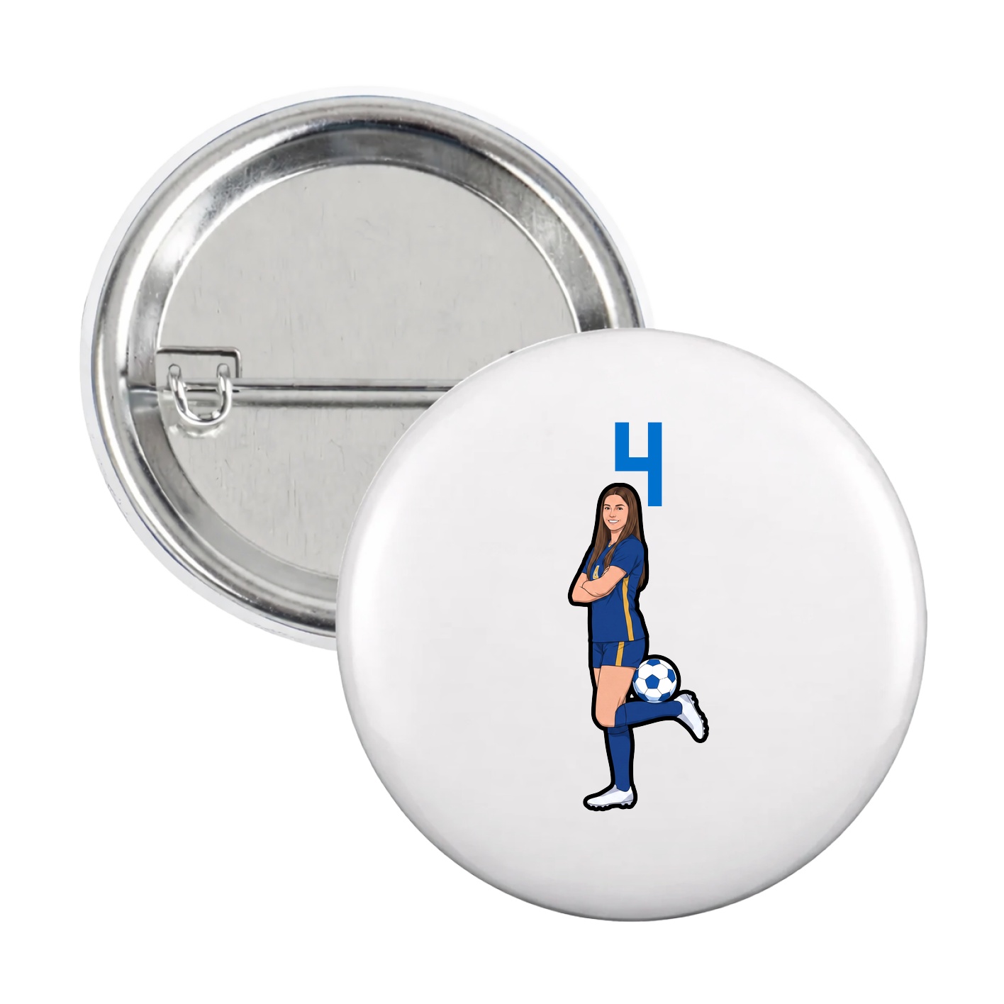 Game Day Button — Number Top in White