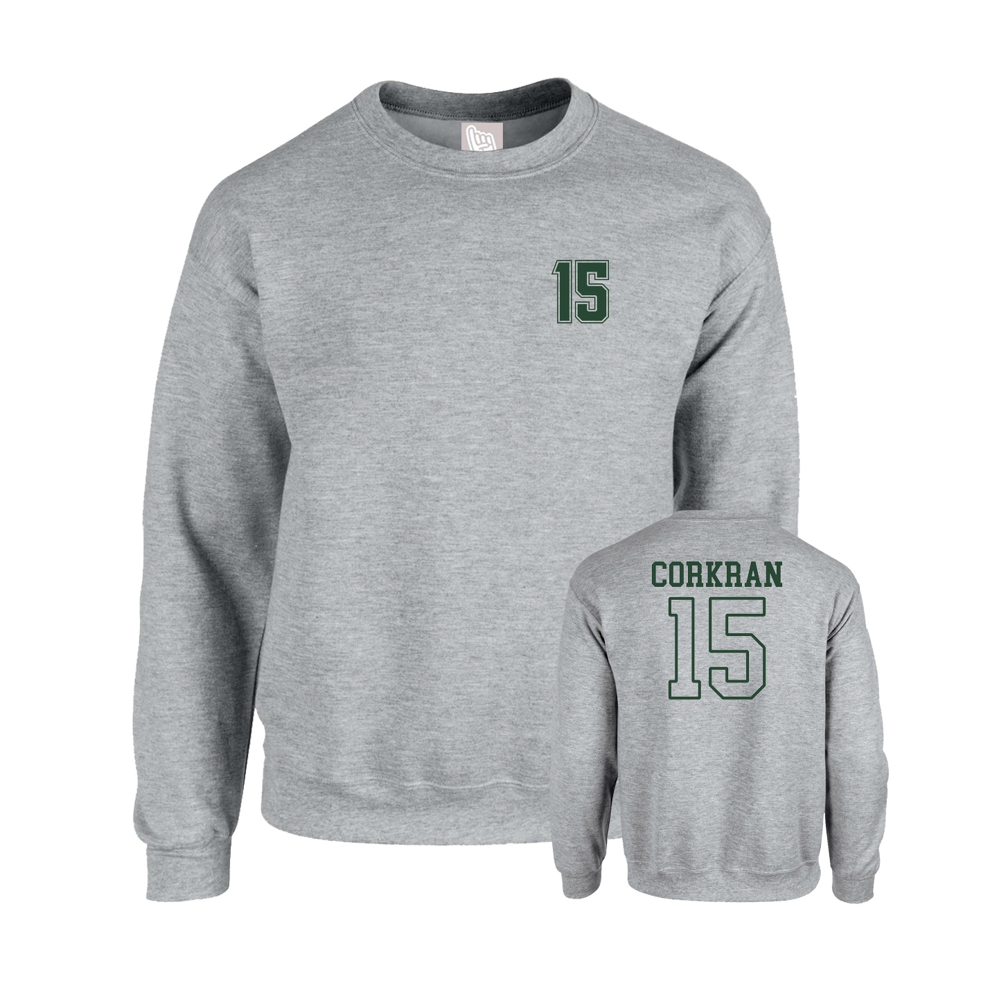Fleece Crew — Chest Back in Grey