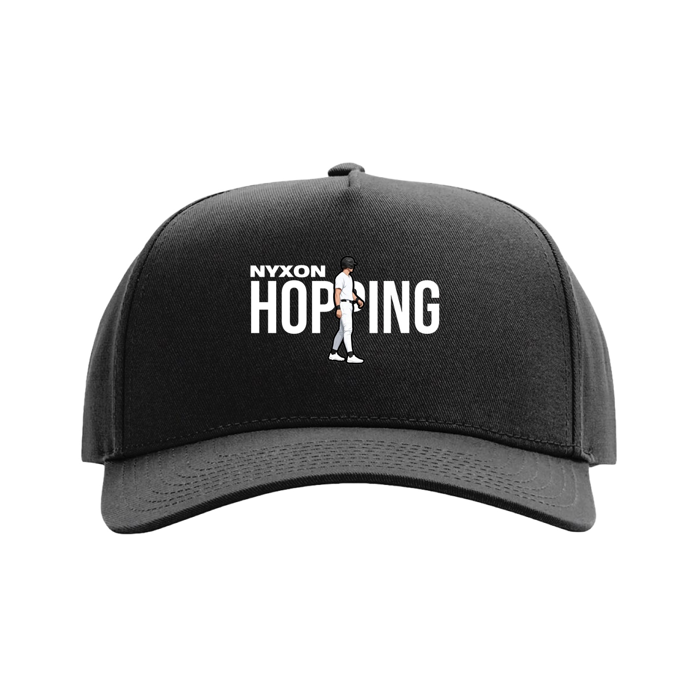 Full Fabric Five-Panel Champ Cap — Player Name in Black