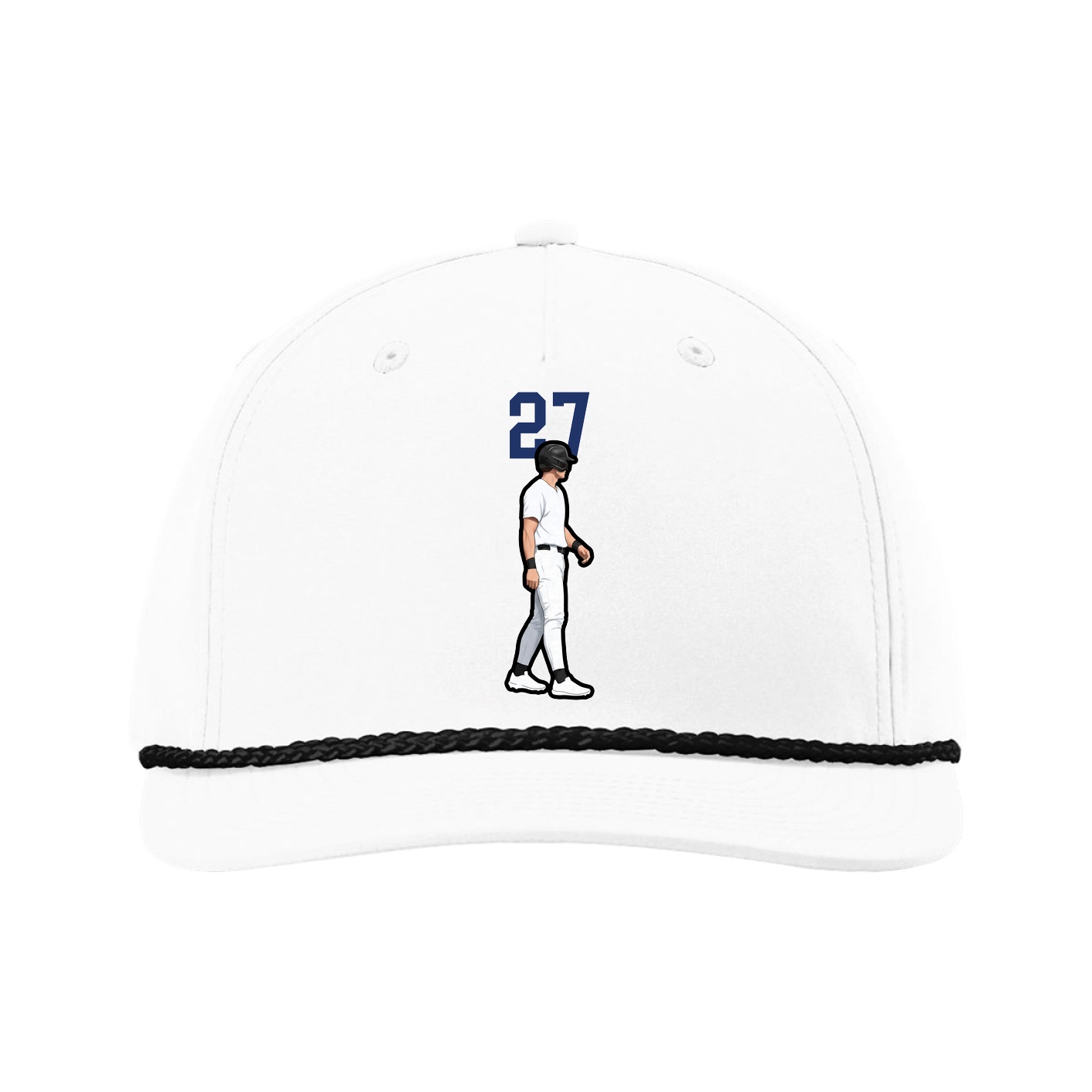 Five-Panel Classic Rope Cap — Number Top in White