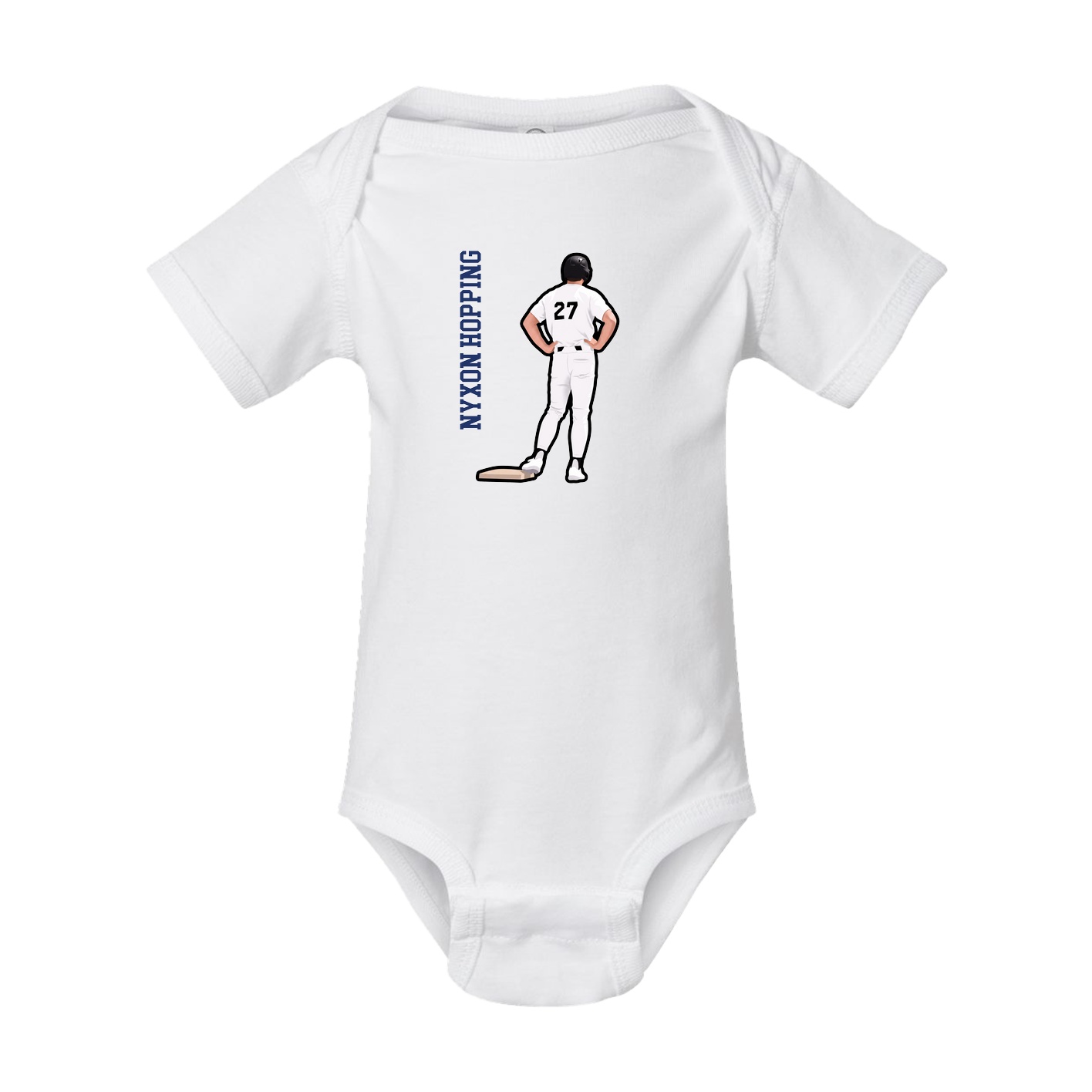 Baby Onesie — Name Vertical in White