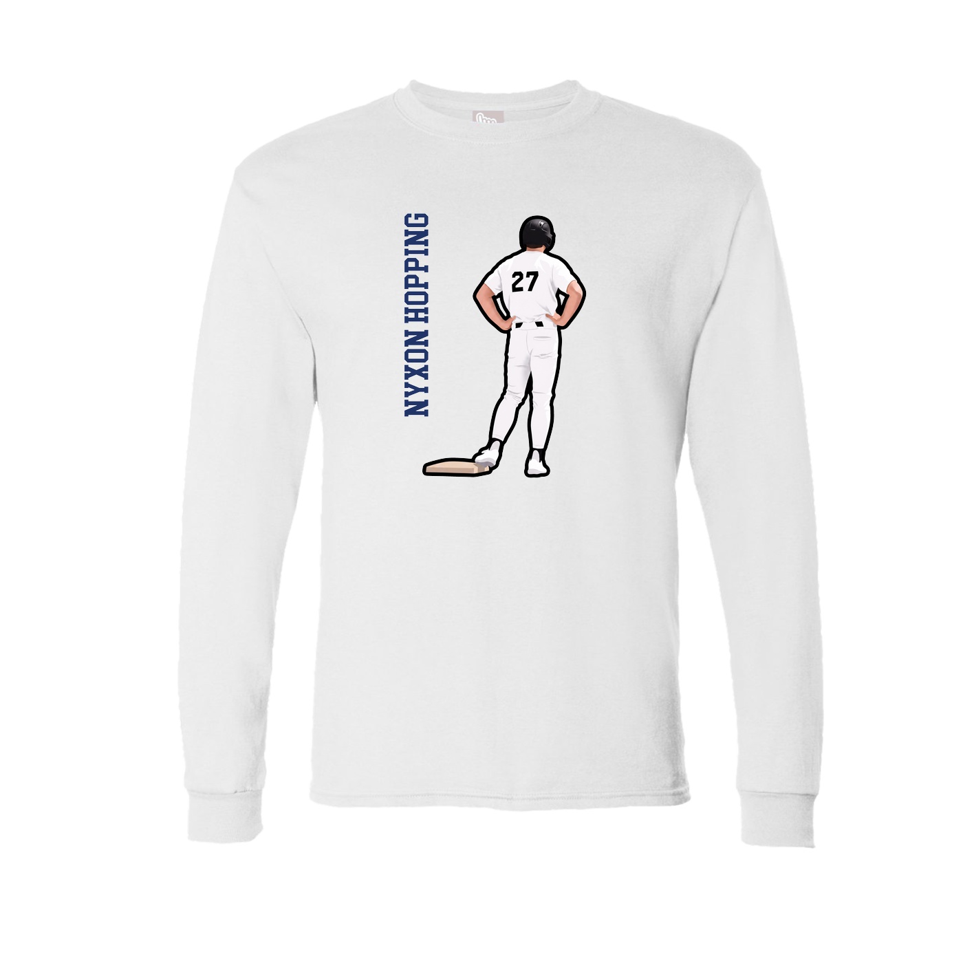 Long Sleeve Tee — Name Vertical in White
