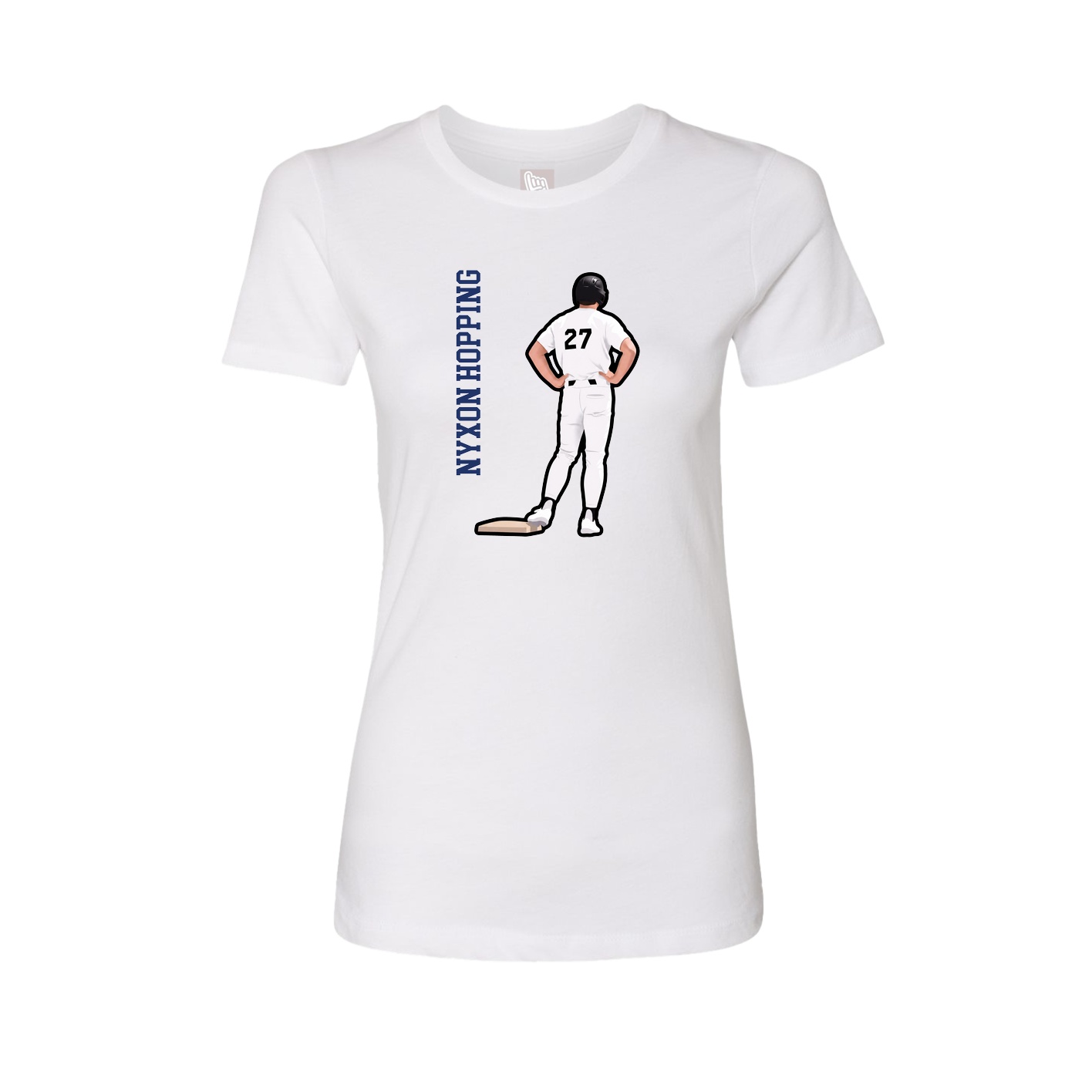 Womens Tee — Name Vertical in White