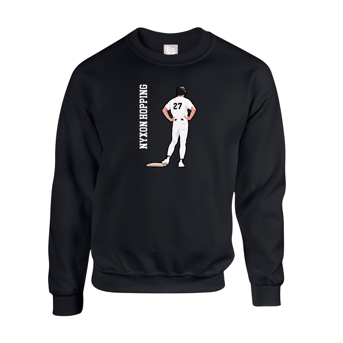 Fleece Crew — Name Vertical in Black
