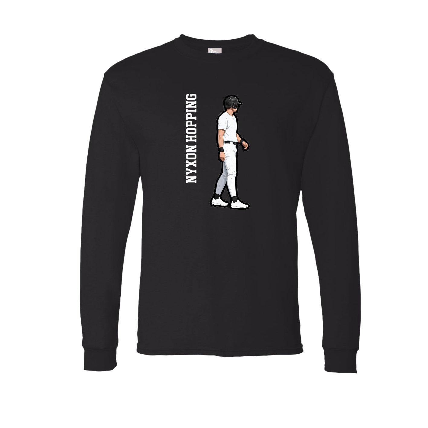 Long Sleeve Tee — Name Vertical in Black