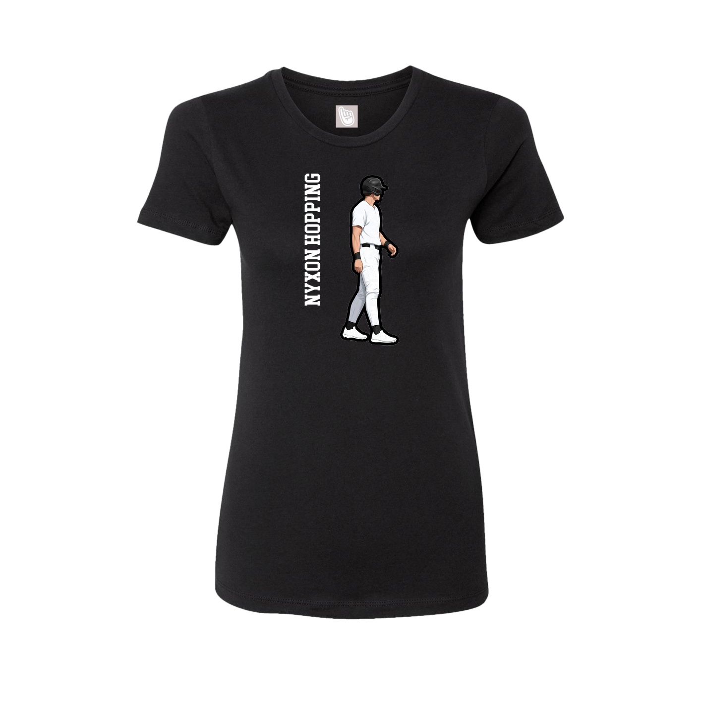Womens Tee — Name Vertical in Black