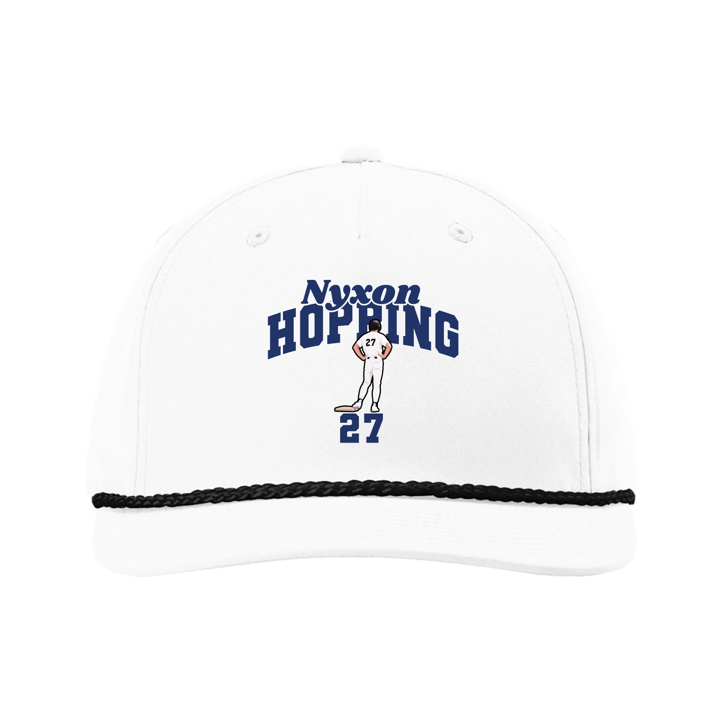 Five-Panel Classic Rope Cap — Signature Arch in White