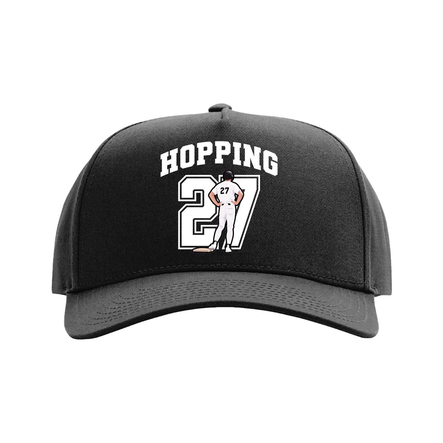 Full Fabric Five-Panel Champ Cap — Number in Black