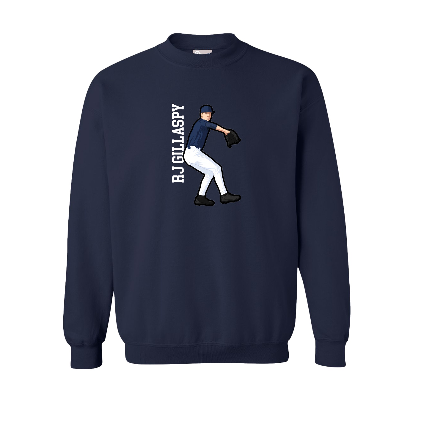 Fleece Crew — Name Vertical in Navy