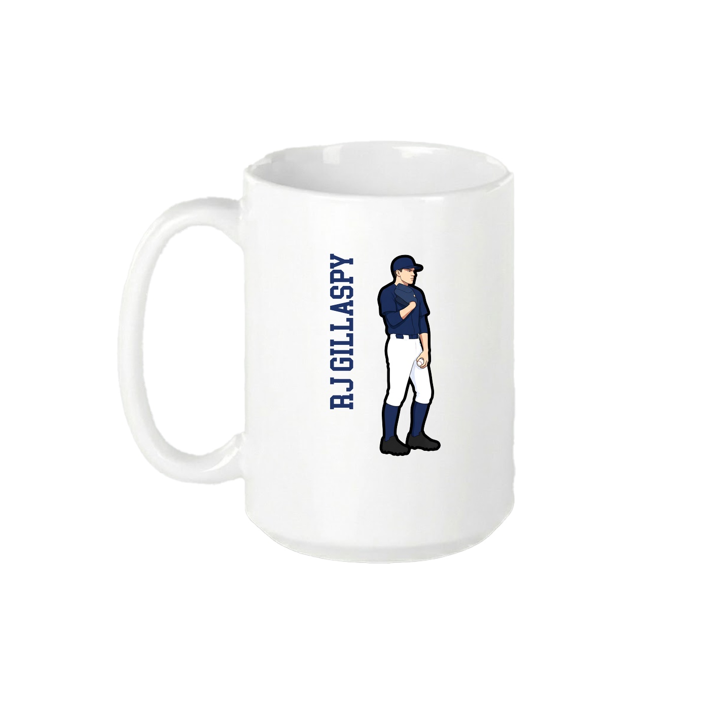 15oz Coffee Mug — Name Vertical in White
