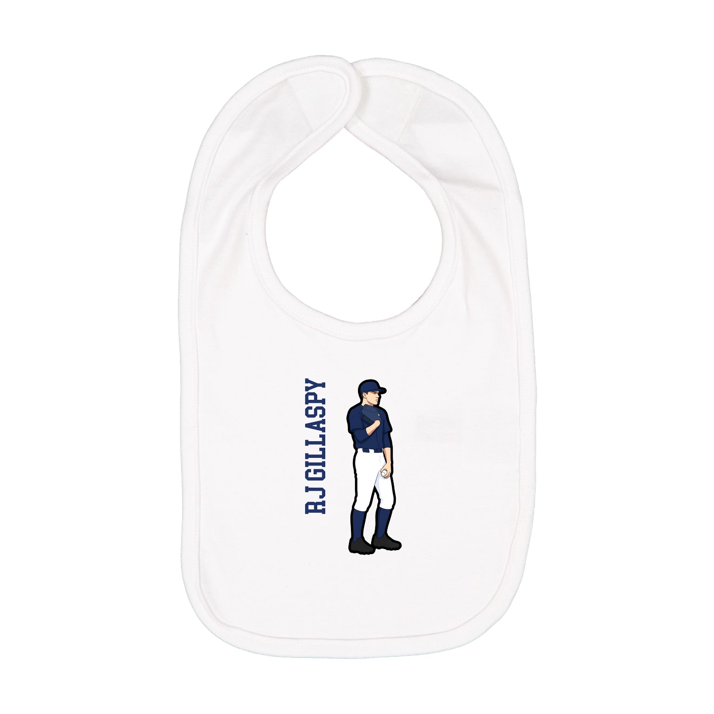 Infant Bib — Name Vertical in White