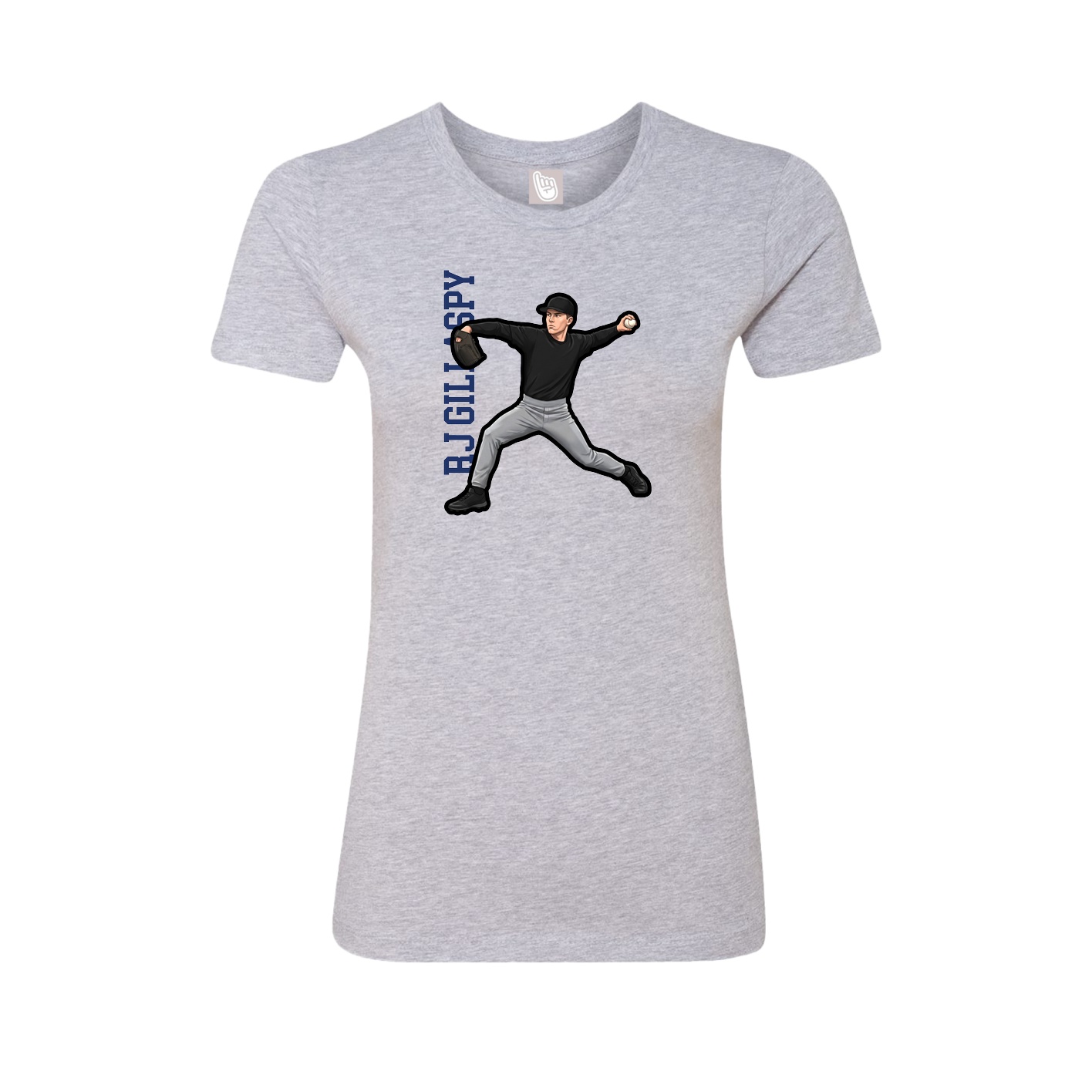 Fitted Women's Tee — Name Vertical in Grey