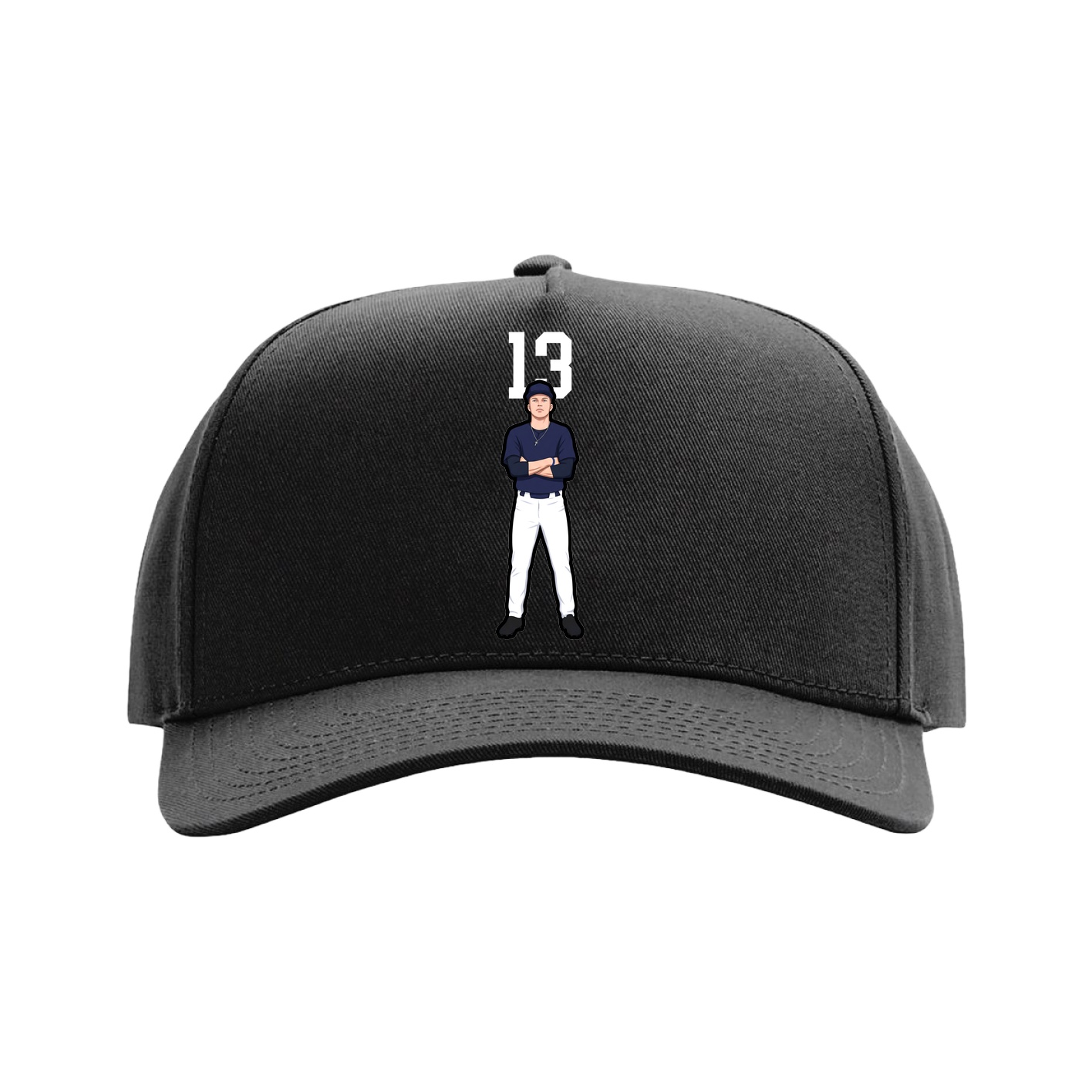 Full Fabric Five-Panel Champ Cap — Number Top in Black