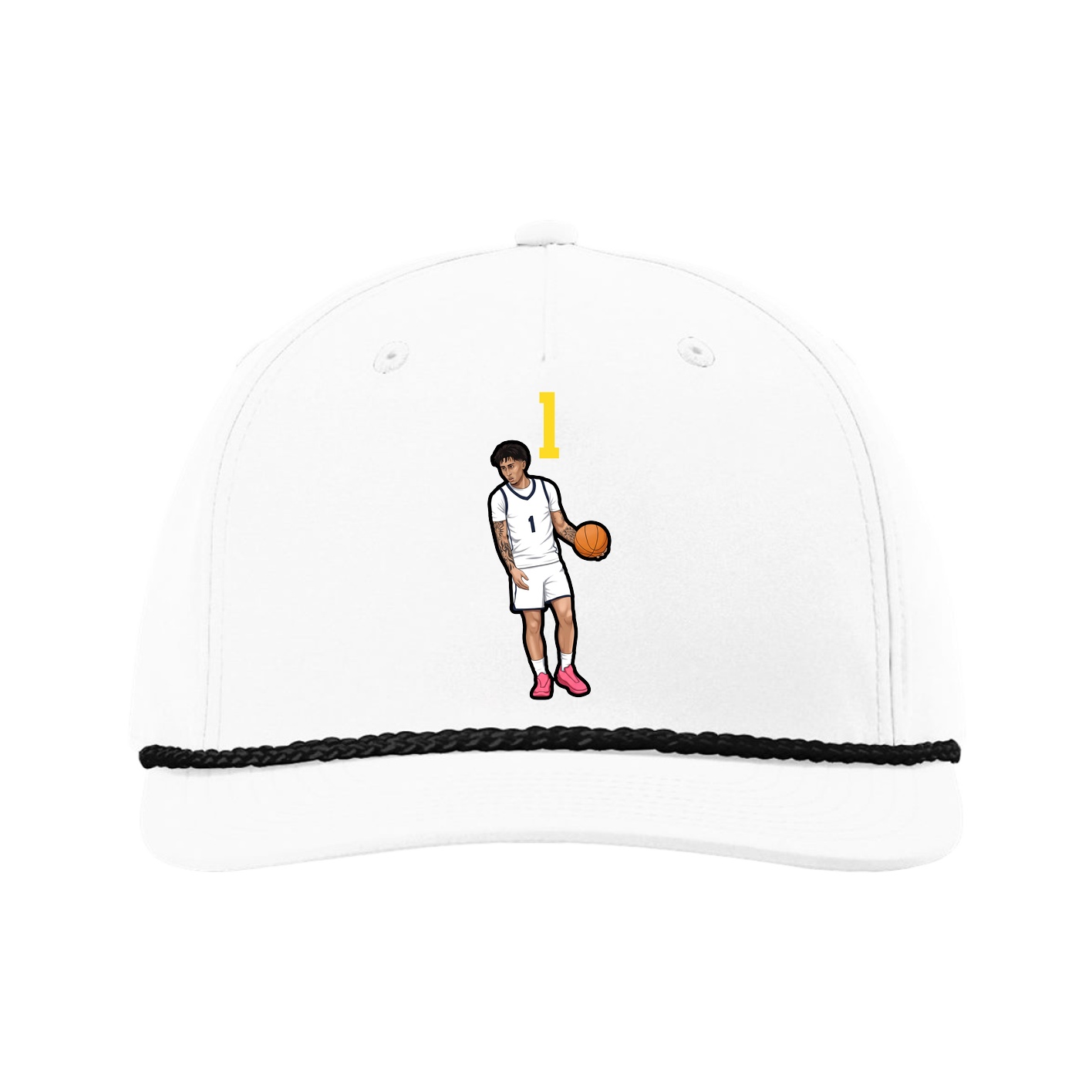 Five-Panel Classic Rope Cap — Number Top in White