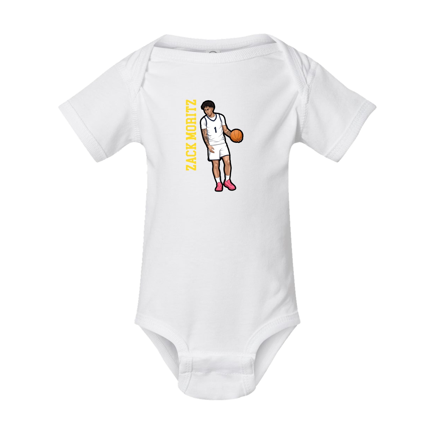 Baby Onesie — Name Vertical in White