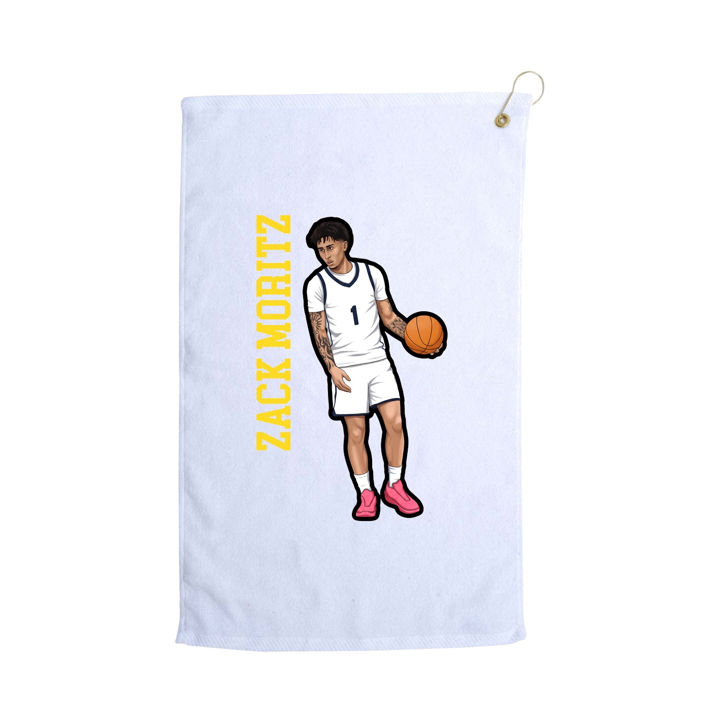 Golf Towel — Name Vertical in White