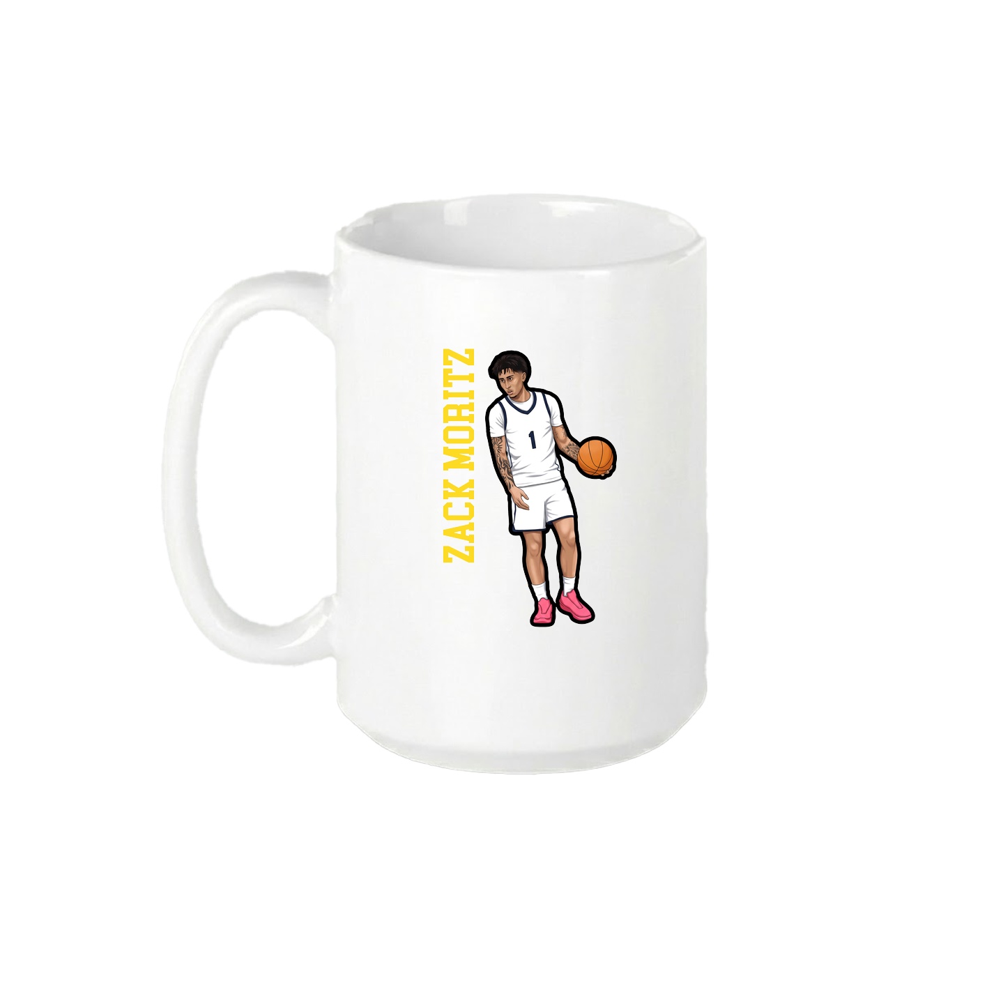 15oz Coffee Mug — Name Vertical in White