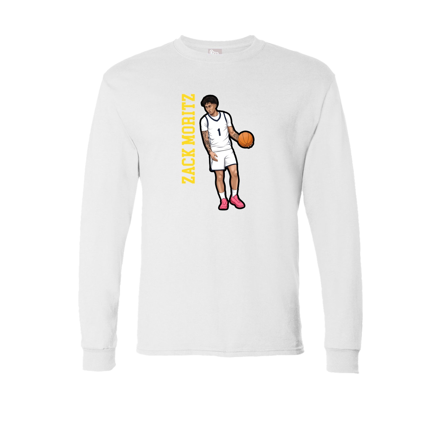 Long Sleeve Tee — Name Vertical in White