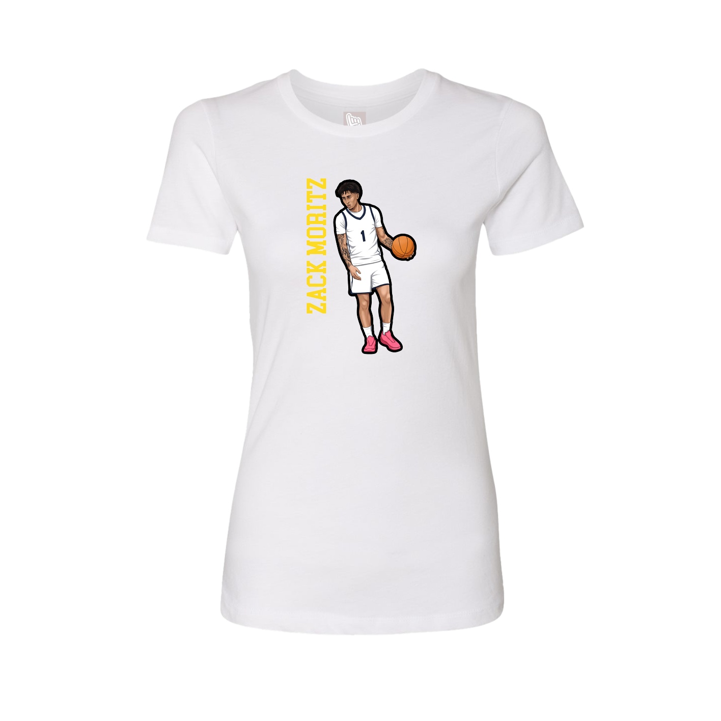 Fitted Women's Tee — Name Vertical in White