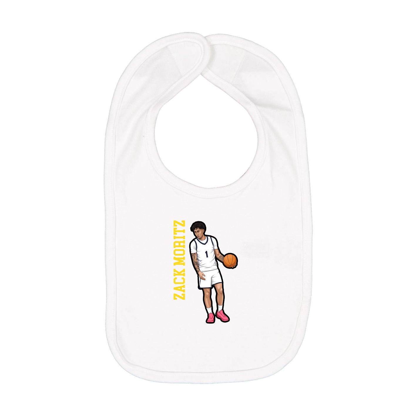 Infant Bib — Name Vertical in White