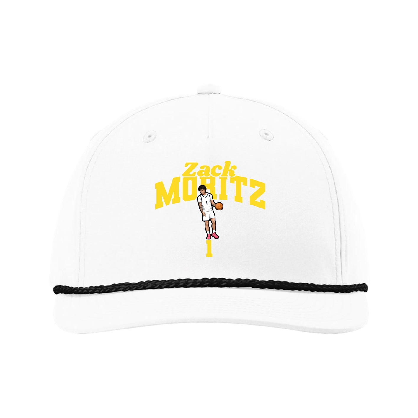 Five-Panel Classic Rope Cap — Signature Arch in White