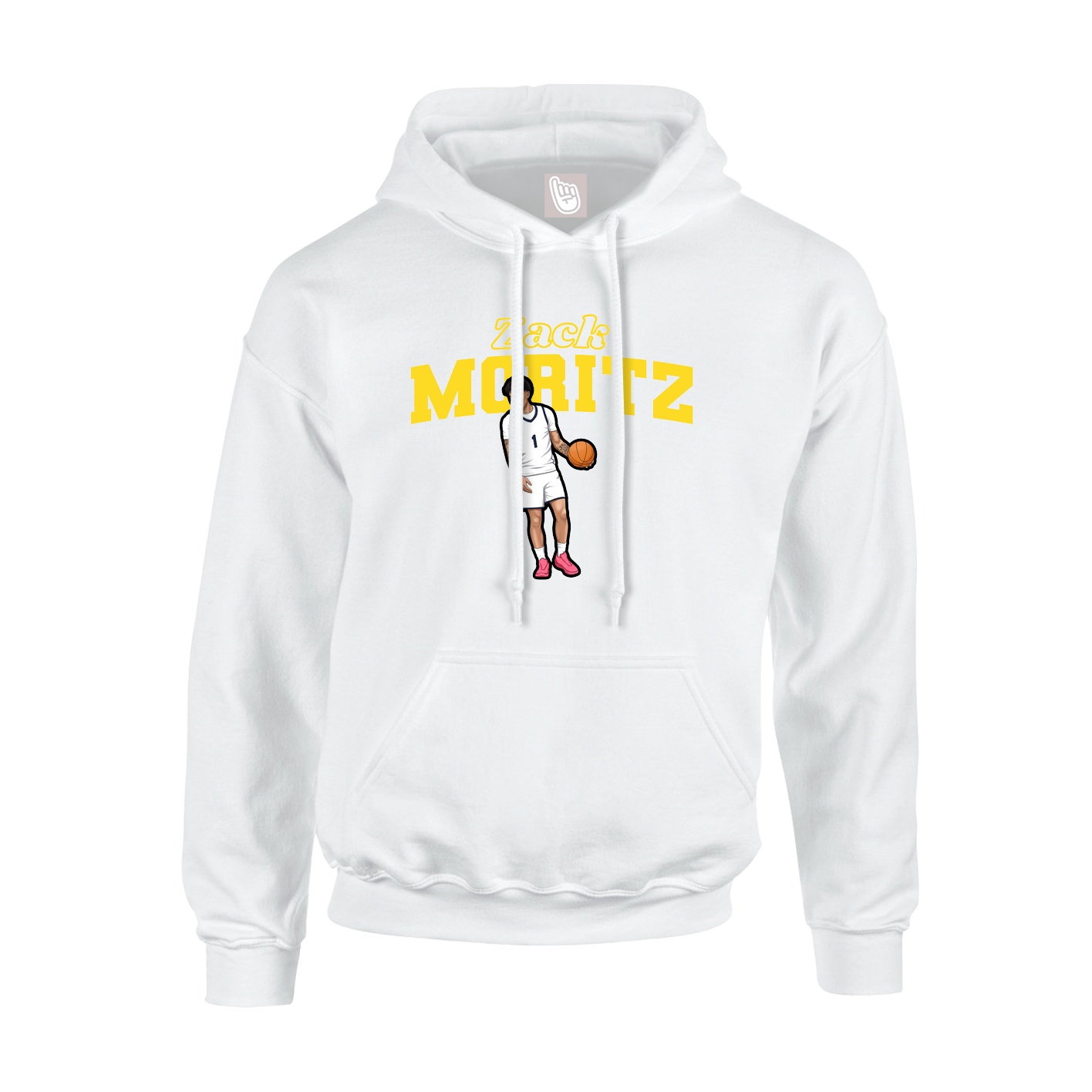 Youth Hoodie — Name Arch in White