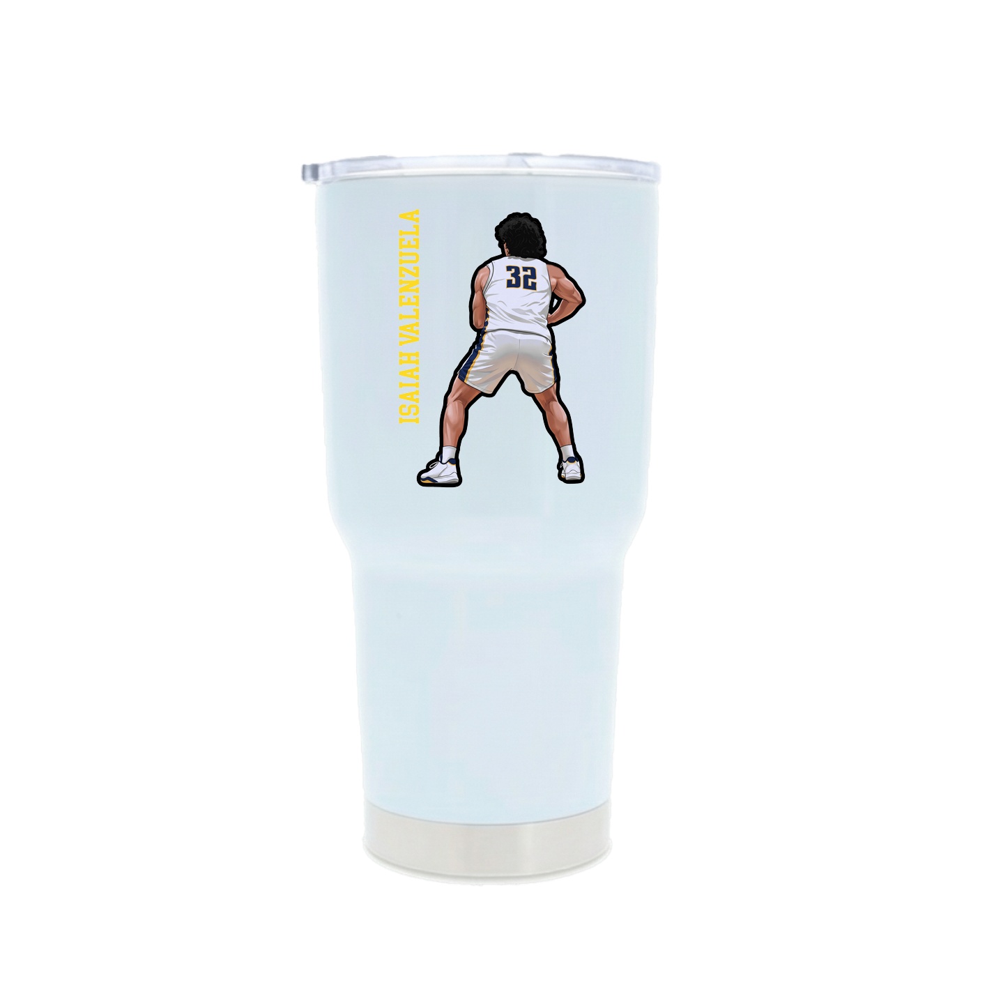 30oz Stainless Steel Tumbler — Name Vertical in White