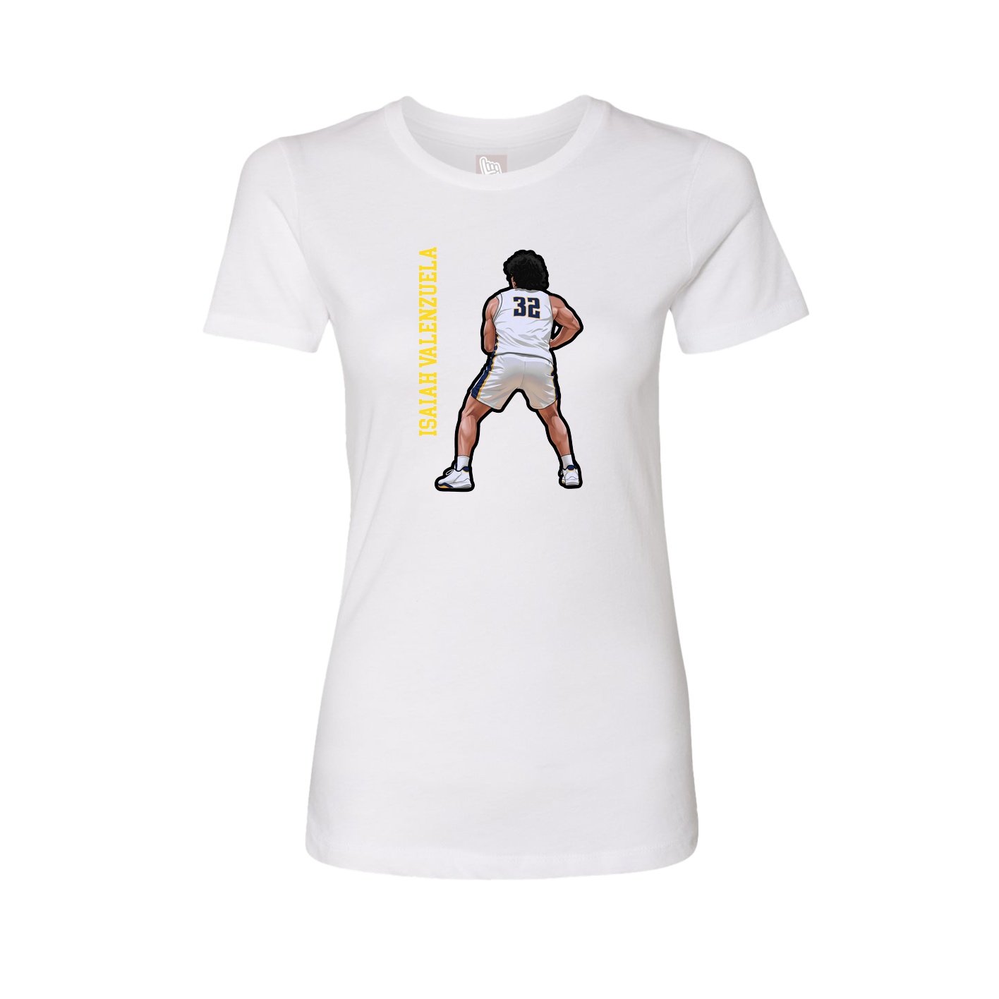 Fitted Women's Tee — Name Vertical in White