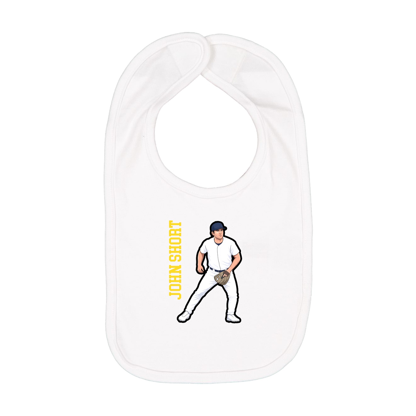 Infant Bib — Name Vertical in White