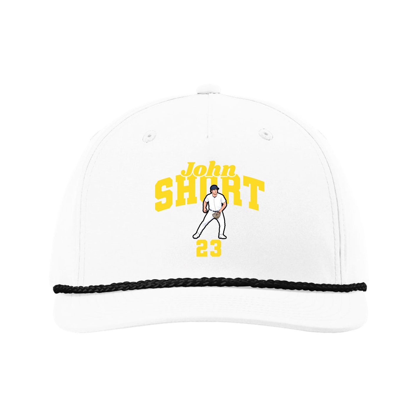 Five-Panel Classic Rope Cap — Signature Arch in White