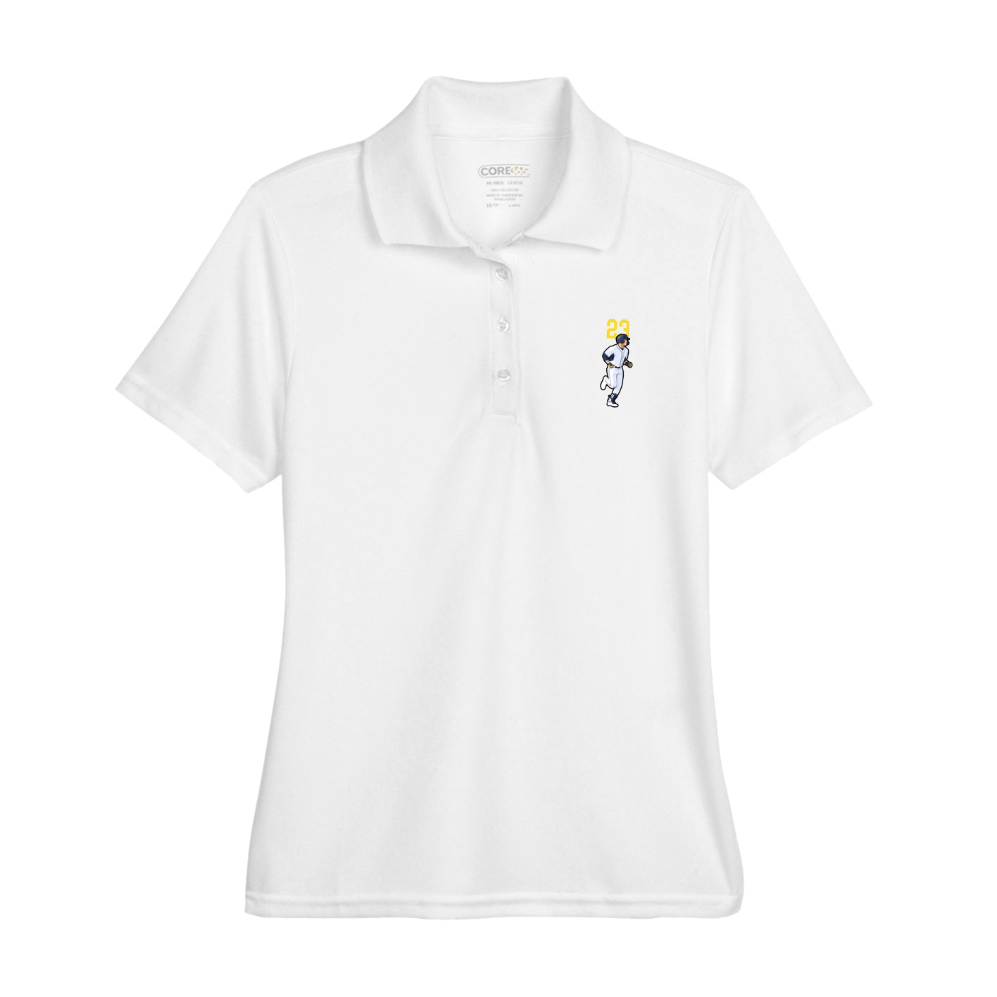 Womens Performance Polo — Number Top in White