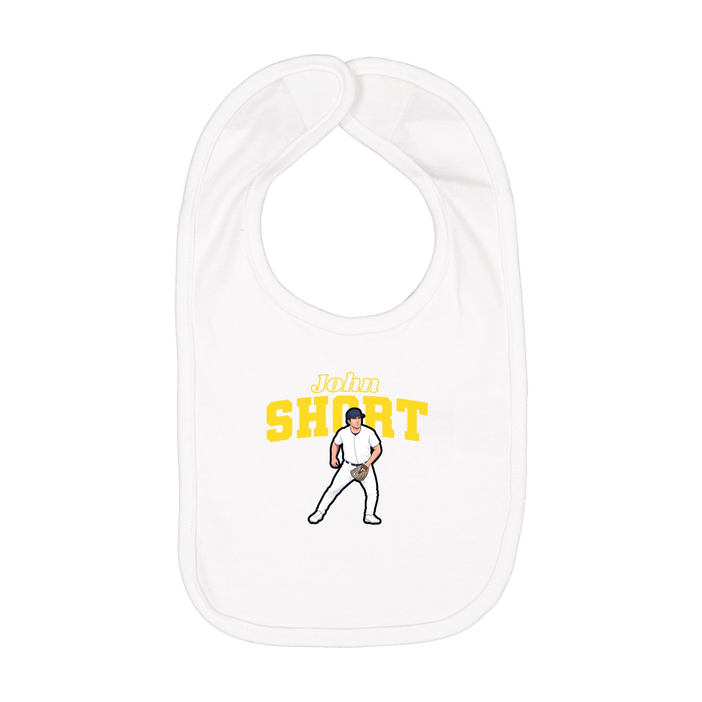 Infant Bib — Name Arch in White