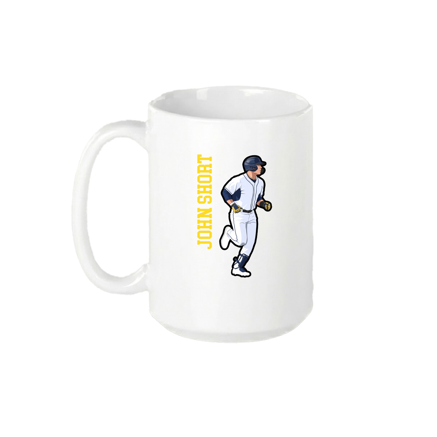 15oz Coffee Mug — Name Vertical in White