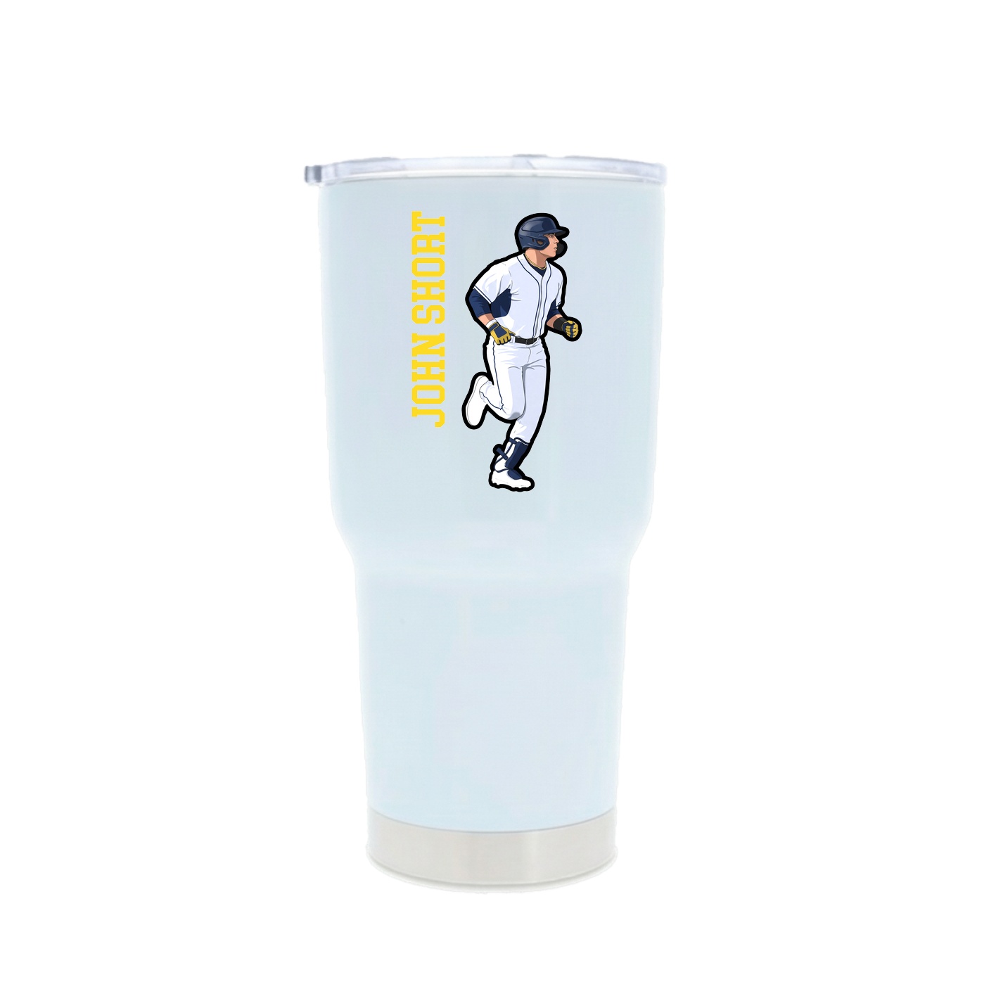30oz Stainless Steel Tumbler — Name Vertical in White