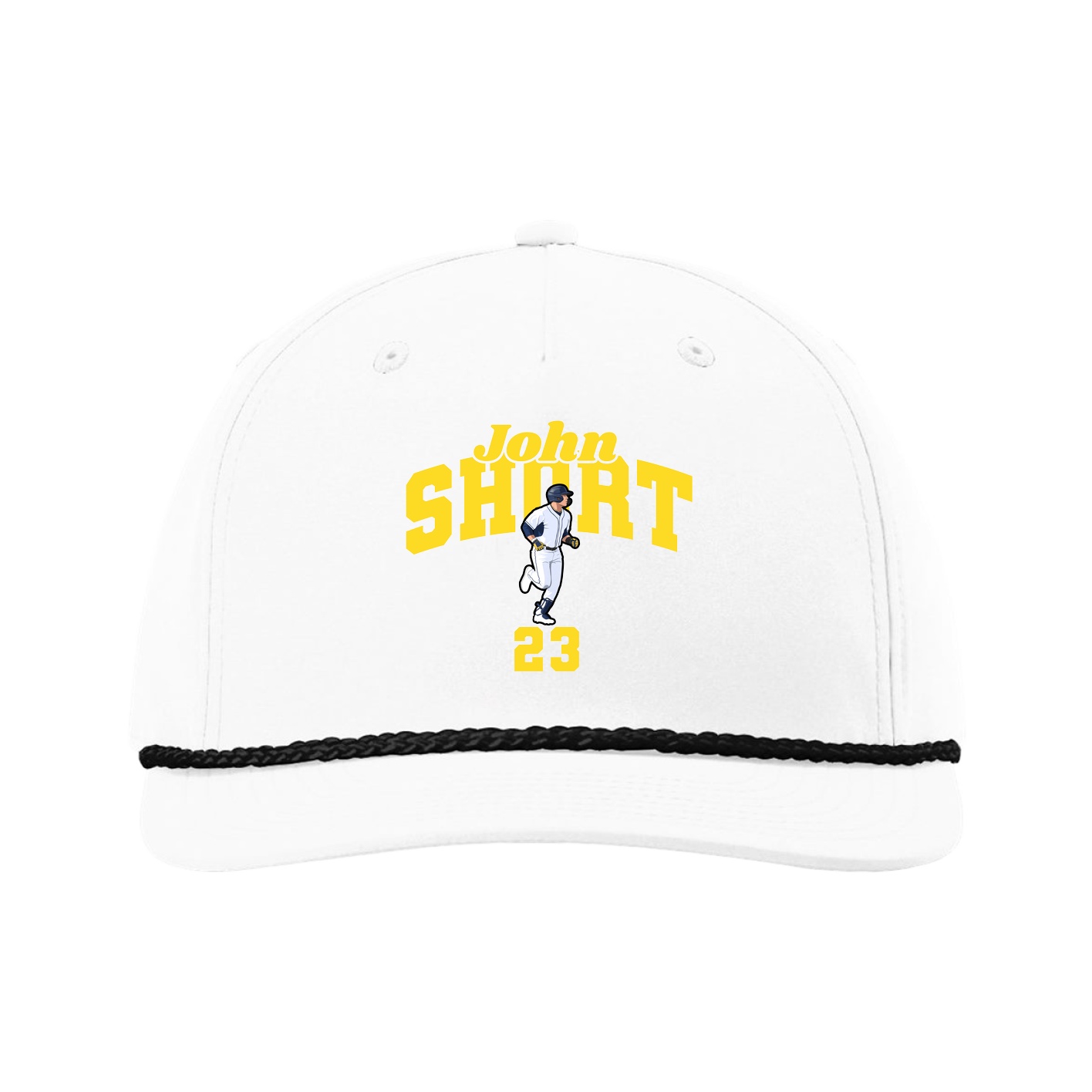 Five-Panel Classic Rope Cap — Signature Arch in White