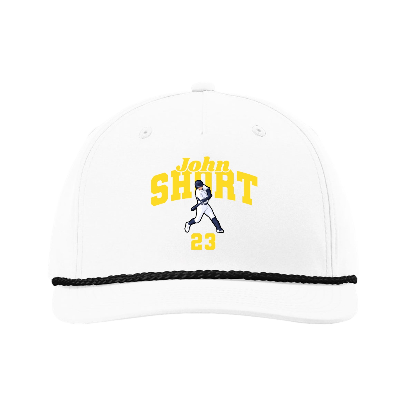 Five-Panel Classic Rope Cap — Signature Arch in White