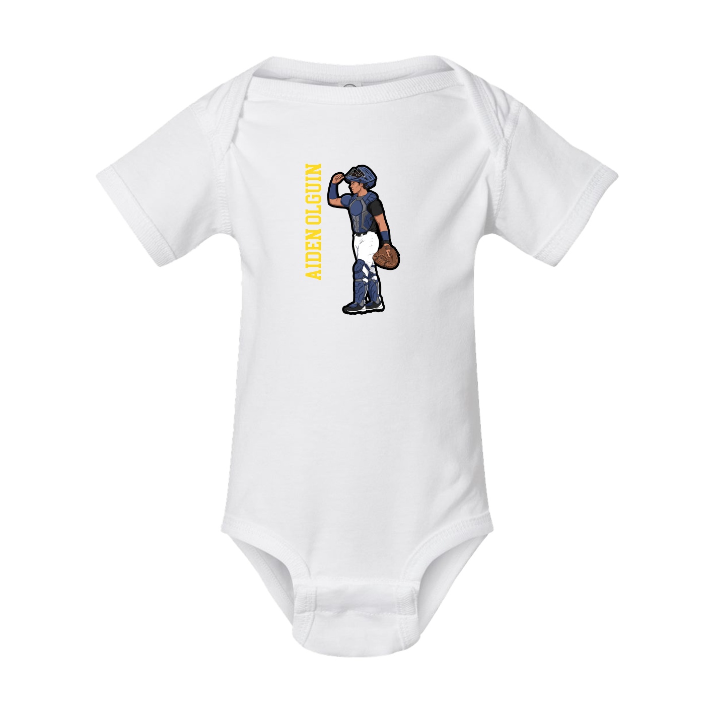 Baby Onesie — Name Vertical in White